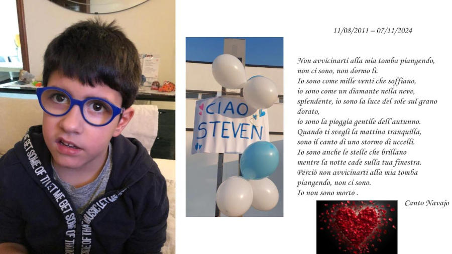 Immagine di Steven con poesia per ricordarlo