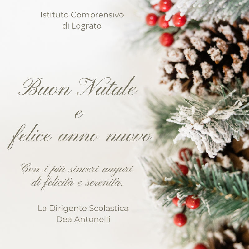 Immagine con auguri di buon Natale e felice anno nuovo da parte della Dirigente Scolastica